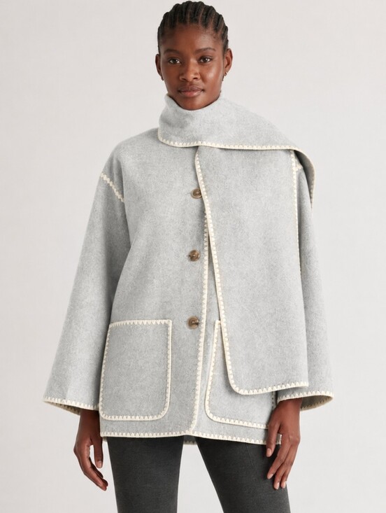 Marc New York Andrew Marc Jackets & Blazers - Marc New York Andrew Marc Gray Cape Coat Blanket Jacket Whipstitch Quiet Luxury